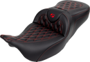 SADDLEMEN Roadsofa™ Seat - with Backrest - Red Stitch - FL '08-'23 808-07B-182B4