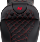 SADDLEMEN Roadsofa™ Seat - with Backrest - Red Stitch - FL '08-'23 808-07B-182B4