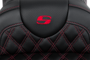 SADDLEMEN Roadsofa™ Seat - with Backrest - Red Stitch - FL '08-'23 808-07B-182B4