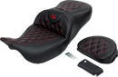 SADDLEMEN Roadsofa™ Seat - with Backrest - Red Stitch - FL '08-'23 808-07B-182B4