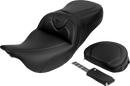 SADDLEMEN Roadsofa™ Seat - with Backrest - Carbon Fiber - Black Stitch - FL '08-'19 808-07B-185B0