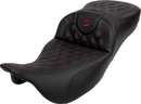 SADDLEMEN Roadsofa™ Extended Reach Seat - Lattice Stitch - Wine Berry Stitch - with Backrest - FL '08-'24 808-07B-184B8