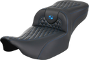 SADDLEMEN Roadsofa™ Extended Reach Seat - without Backrest - Honeycomb - Blue Stitch - FLTR/FLHX '23-'24 823-07-19001