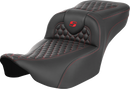 SADDLEMEN Roadsofa™ Extended Reach Seat - without Backrest - Honeycomb - Red Stitch - FLTR/FLHX '23-'24 823-07-19004