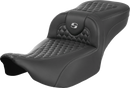 SADDLEMEN Roadsofa™ Extended Reach Seat - without Backrest - Honeycomb - Silver Stitch - FLTR/FLHX '23-'24 823-07-19005