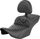 SADDLEMEN Roadsofa™ Extended Reach Seat - with Backrest - Honeycomb - FLTR/FLHX '23-'24 823-07-190B0