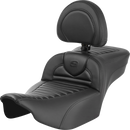 SADDLEMEN Roadsofa™ Extended Reach Seat - with Backrest - Tuck-n-Roll - Carbon Fiber - FLTR/FLHX '23-'24 823-07-205B0