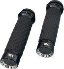 KHROME WERKS Turbine Grips - Custom Contour - Diamond - Black 500330