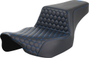 SADDLEMEN Step-Up Seat - Extended Reach - Front Honeycomb - Blue Stitch - FL '23-'24 823-07-17801