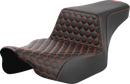 SADDLEMEN Step-Up Seat - Extended Reach - Front Honeycomb - Orange Stitch - FL '23-'24 823-07-17803