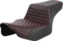 SADDLEMEN Step-Up Seat - Extended Reach - Front Honeycomb - Red Stitch - FL '23-'24 823-07-17804