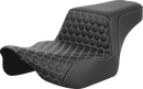 SADDLEMEN Step-Up Seat - Extended Reach - Front Honeycomb - Silver Stitch - FL '23-'24 823-07-17805