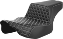 SADDLEMEN Step-Up Seat - Extended Reach - Front Honeycomb - White Stitch - FL '23-'24 823-07-17806