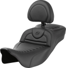 SADDLEMEN Roadsofa™ Extended Reach Seat - with Backrest - Tuck-n-Roll - FL '08-'24 808-07B-203B0