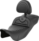 SADDLEMEN Roadsofa™ Extended Reach Seat - with Backrest - Tuck-n-Roll - Carbon Fiber - FLH/FLT '08-'24 808-07B-205B0