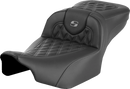 SADDLEMEN Roadsofa™ Extended Reach Seat - without Backrest - Lattice Stitch - Gray Stitch - FLTR/FLHX '23-'24 823-07-18402