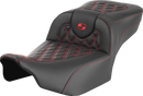 SADDLEMEN Roadsofa™ Extended Reach Seat - without Backrest - Lattice Stitch - Red Stitch - FLTR/FLHX '23-'24 823-07-18404