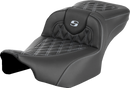 SADDLEMEN Roadsofa™ Extended Reach Seat - without Backrest - Lattice - Silver Stitch - FLTR/FLHX '23-'24 823-07-18405
