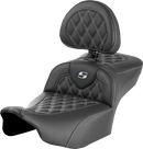 SADDLEMEN Roadsofa™ Extended Reach Seat - with Backrest - Lattice Stitch - Silver Stitch - FLTR/FLHX '23-'24 823-07-184B5