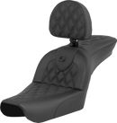 SADDLEMEN RoadSofa™ Seat - Lattice Stitch - with Driver Backrest - FXDWG '04-'05 804-05-182BR
