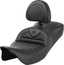 SADDLEMEN Roadsofa™ Seat - with Backrest - Tuck-n-Roll - Carbon Fiber - FL '08-'23 808-07B-204B0