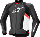 ALPINESTARS Missile v3 Leather Jacket - Black/White/Red Fluo - US 42 / EU 52 3100125-1231-52