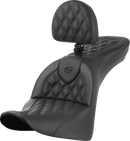 SADDLEMEN Roadsofa™ Seat - with Backrest - Lattice Stitch - FL '18-'24 818-33-182BR