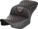 SADDLEMEN Roadsofa™ Seat - without Backrest - Honeycomb - Orange Stitch - FLTR/FLHX '23-'24 823-07-18903