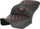 SADDLEMEN RoadSofa™ Seat - without Backrest - Carbon Fiber - Orange Stitch - FL/FX '23-'24 823-07-20603