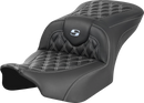 SADDLEMEN RoadSofa™ Carbon Fiber Seat - w/o Backrest - Lattice Stitch - Silver Stitch - FL/FX '23-'24 823-07-20605