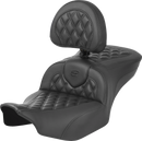 SADDLEMEN RoadSofa™ Seat - with Backrest - Carbon Fiber - Lattice Stitch - FLTR/FLHX '23-'24 823-07-206B0