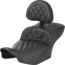 SADDLEMEN Roadsofa™ Extended Reach Seat - with Backrest - Carbon Fiber - Lattice Stitch - FLTR/FLHX '23-'24 823-07-207B0