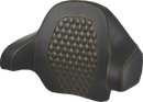SADDLEMEN Tour Pack Backrest Pad - Honeycomb - Gold Stitching - FL '14-'24 814-07-15107