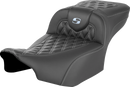 SADDLEMEN Roadsofa™ Extended Reach Seat - without Backrest - Lattice Stitch - Silver Stitch - FL/FX '23-'24 823-07-20705