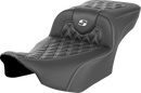 SADDLEMEN Roadsofa™ Extended Reach Seat - without Backrest - Lattice Stitch - White Stitch - FLTR/FLHX '23-'24 823-07-20706