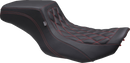 MUSTANG One Piece 2-Up Squareback Seat - Double Diamond - Black Cherry Stitch - FLH/FLT '23-'25 88416DC