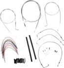 BURLY BRAND Complete Stainless Braided Handlebar Cable/Brake Line Kit - 16" Ape Hangers - '97-'99 Touring B30-1077