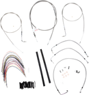 BURLY BRAND Complete Stainless Braided Handlebar Cable/Brake Line Kit - 18" Ape Hangers - '97-'01 Touring B30-1078