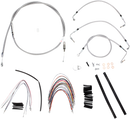 BURLY BRAND Complete Stainless Braided Handlebar Cable/Brake Line Kit - 16" Ape Hangers - '08-'13 Touring B30-1092