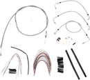 BURLY BRAND Complete Stainless Braided Handlebar Cable/Brake Line Kit - 18" Ape Hangers - '08-'13 Touring B30-1093