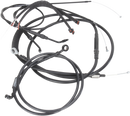 BURLY BRAND Complete Black Vinyl Handlebar Cable/Line Kit for Ape Hangers - 16" - '12-'17 Dyna B30-1069