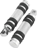 Bikers Choice Big Twin & XL Chrome Knurled Male Mount Footpegs with Rubber Bands - Part