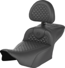 SADDLEMEN Roadsofa™ Seat - Dragon Scale Stitch - w/ Backrest - Extended Reach - FLTR/FLHX '23-'25 823-07-209B0