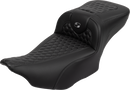 SADDLEMEN Roadsofa™ Extended Reach Seat - with Backrest - Honeycomb - Dark Gray Stitch - FLTR/FLHX '23-'24 823-07-190B2