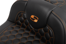 SADDLEMEN Roadsofa™ Extended Reach Seat - with Backrest - Honeycomb - Orange Stitch - FLTR/FLHX '23-'24 823-07-190B3