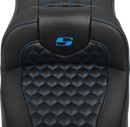 SADDLEMEN Roadsofa™ Extended Reach Seat - with Backrest - Honeycomb - Blue Stitch - FLTR/FLHX '23-'24 823-07-190B1
