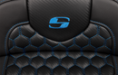 SADDLEMEN Roadsofa™ Extended Reach Seat - with Backrest - Honeycomb - Blue Stitch - FLTR/FLHX '23-'24 823-07-190B1