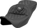 SADDLEMEN Roadsofa™ Seat - Lattice Stitch - Silver Stitch - w/o Backrest - FL '08-'23 808-07B-18205