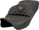 SADDLEMEN Roadsofa™ Seat - Lattice Stitch - Gold Stitch - w/o Backrest - FL '08-'23 808-07B-18207