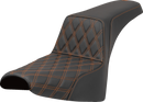SADDLEMEN Step-Up Seat - Front Lattice Stitch - Orange Stitch - FXST/FXBB '18-'25 818-30-17203